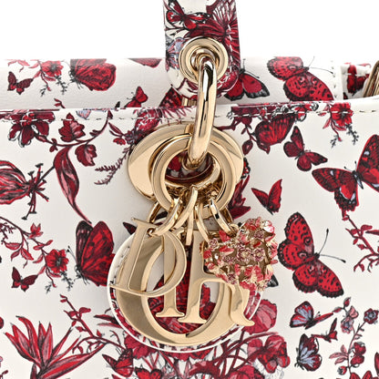 Calfskin Bead Embroidered Ramage Butterfly Lady D-Joy White