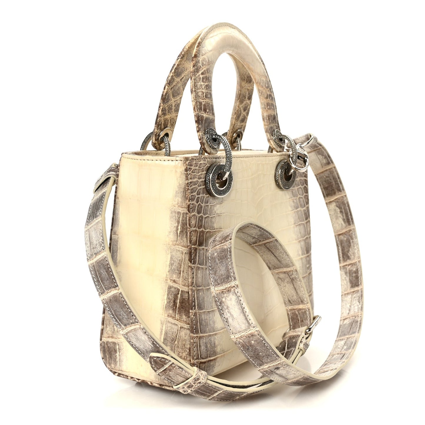 Niloticus Crocodile Himalaya Crystal Small Lady Dior White
