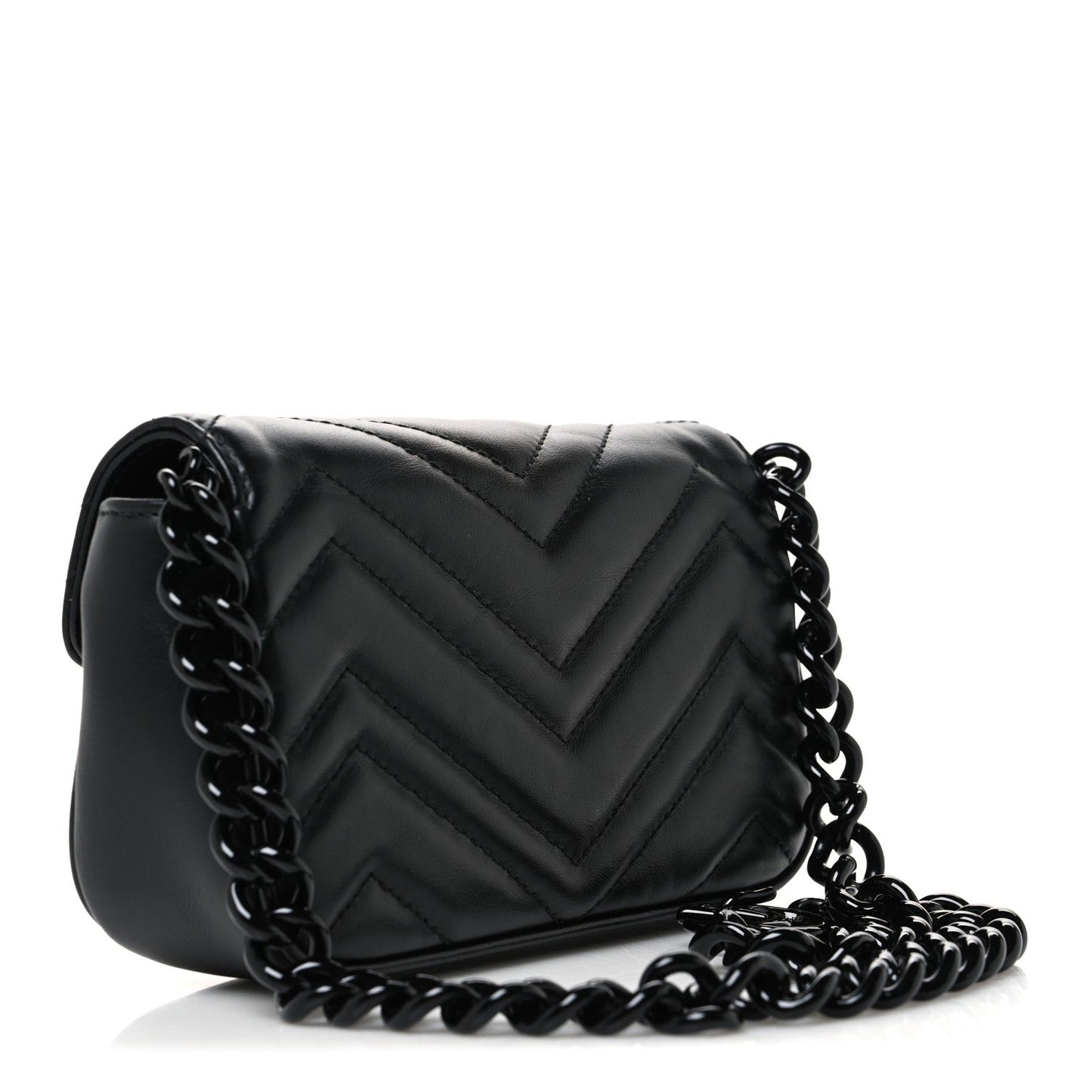 Calfskin Matelasse Monochrome GG Marmont Chain Belt Bag Black