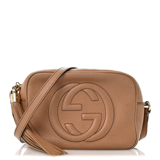 Pebbled Calfskin Small Soho Disco Bag Camelia