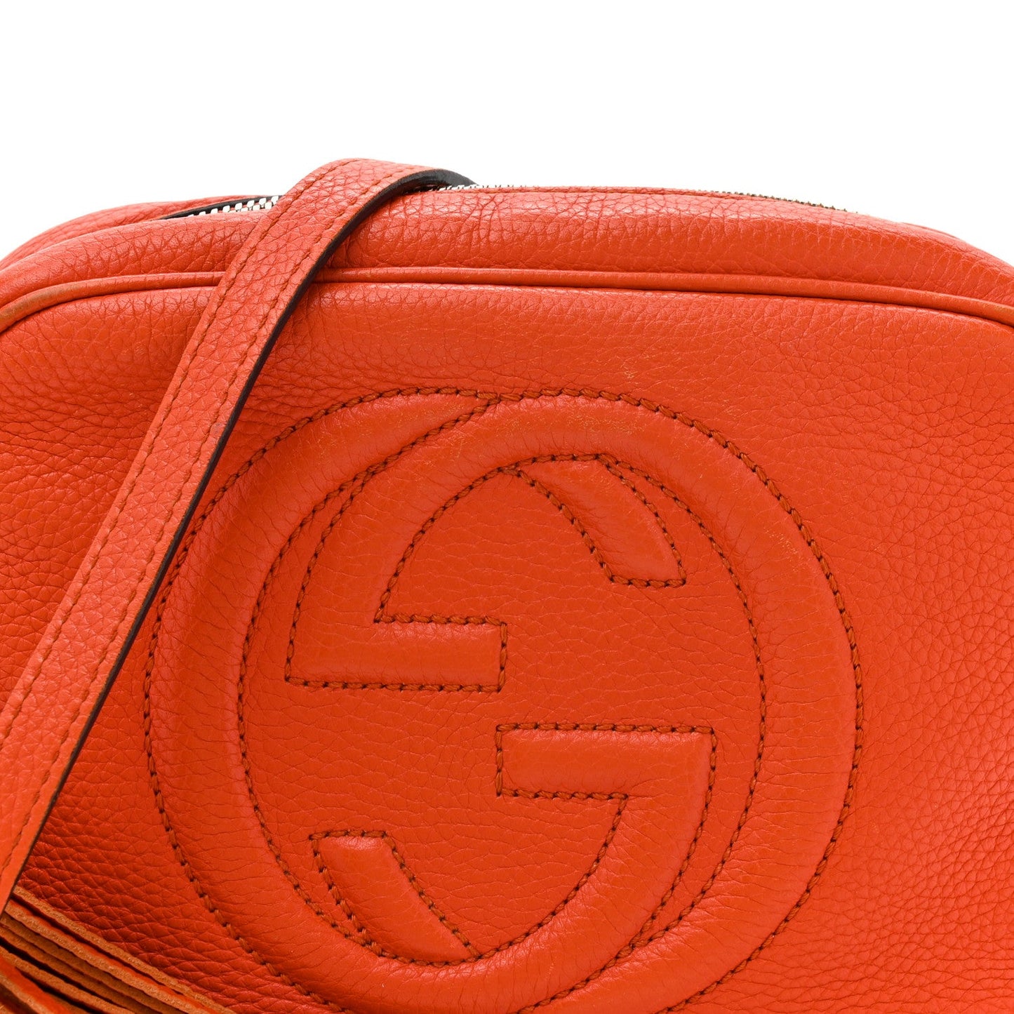 Pebbled Calfskin Small Soho Disco Bag Sun Orange