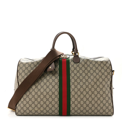GG Supreme Monogram Textured Dollar Calfskin Web Large Savoy Duffle Bag  Beige Ebony New Acero