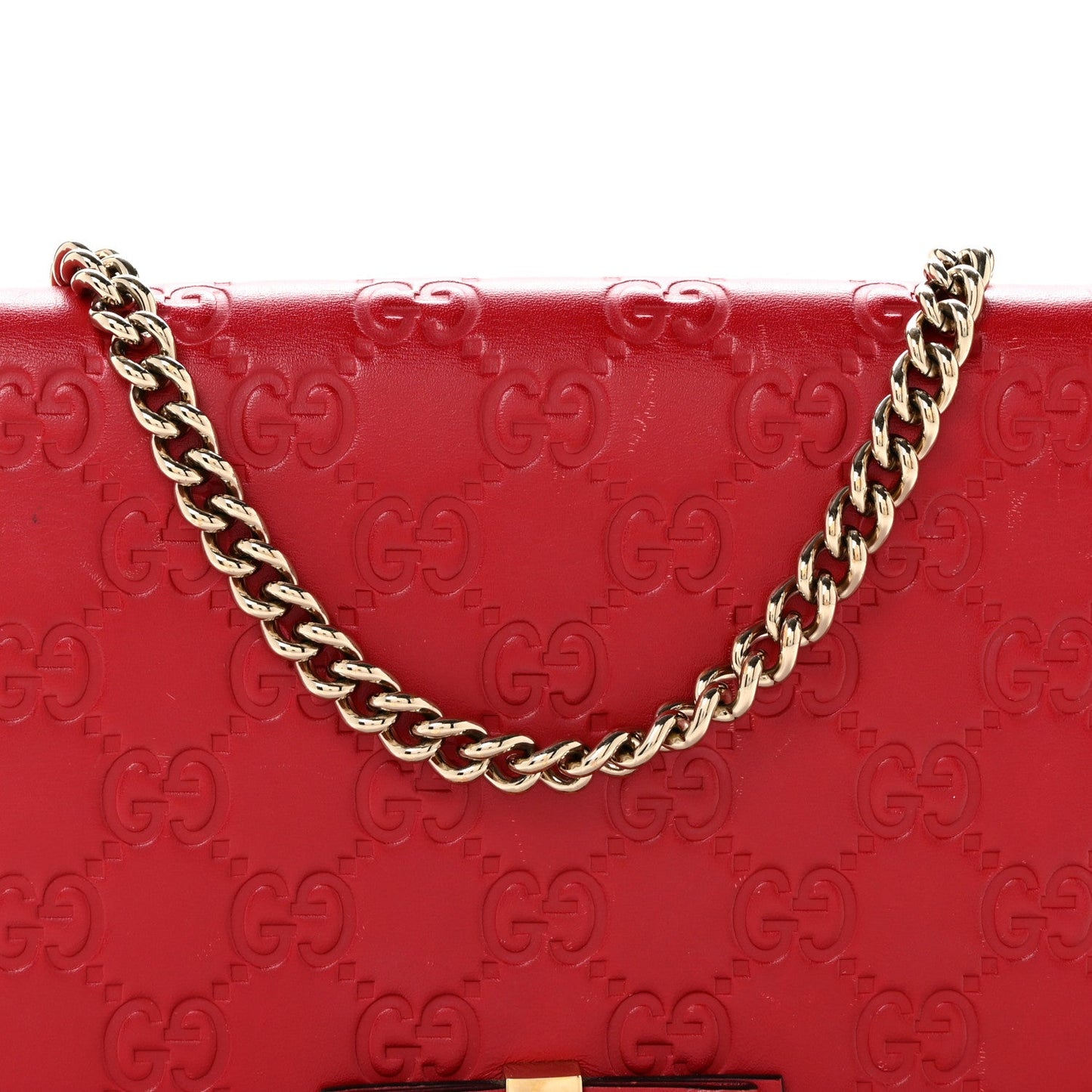 Guccissima Signature Bowy Chain Wallet Hibiscus Red