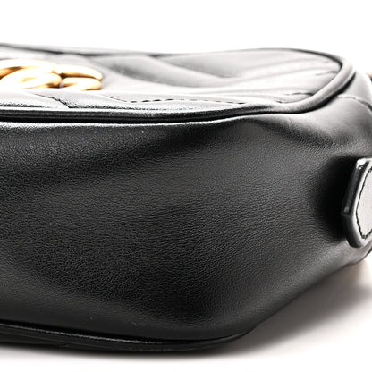 Calfskin Matelasse Mini GG Marmont Chain Shoulder Bag Black