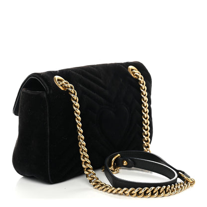Velvet Matelasse Mini GG Marmont Shoulder Bag Black
