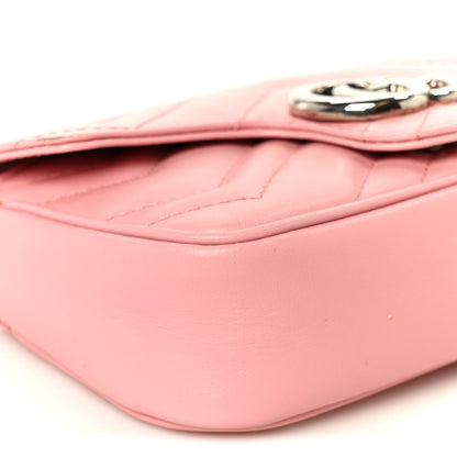 Calfskin Matelasse Super Mini GG Marmont Shoulder Bag Wild Rose