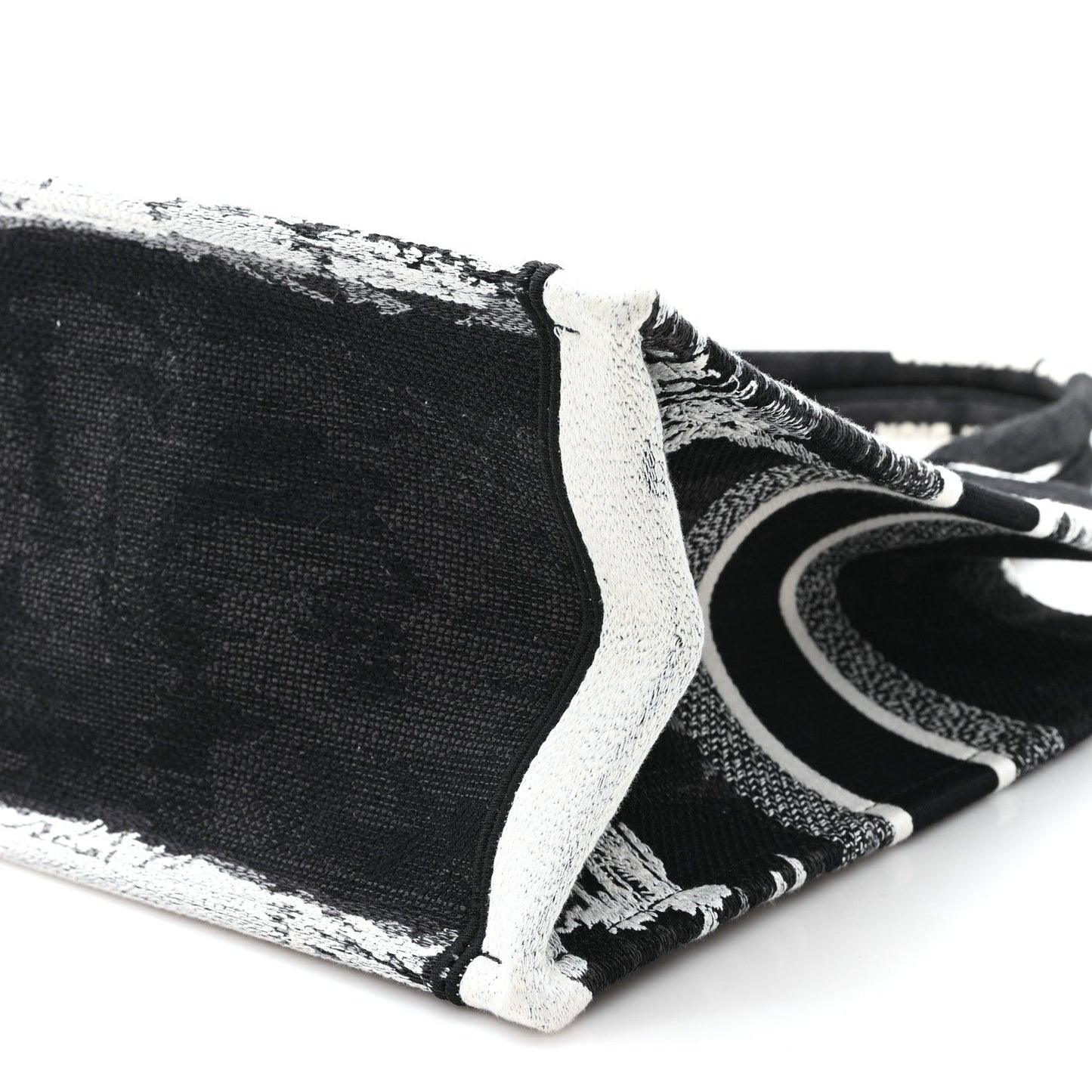 Canvas Embroidered Medium Paris Book Tote Black White