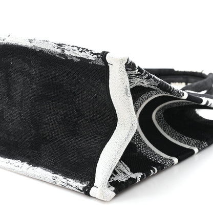 Canvas Embroidered Medium Paris Book Tote Black White
