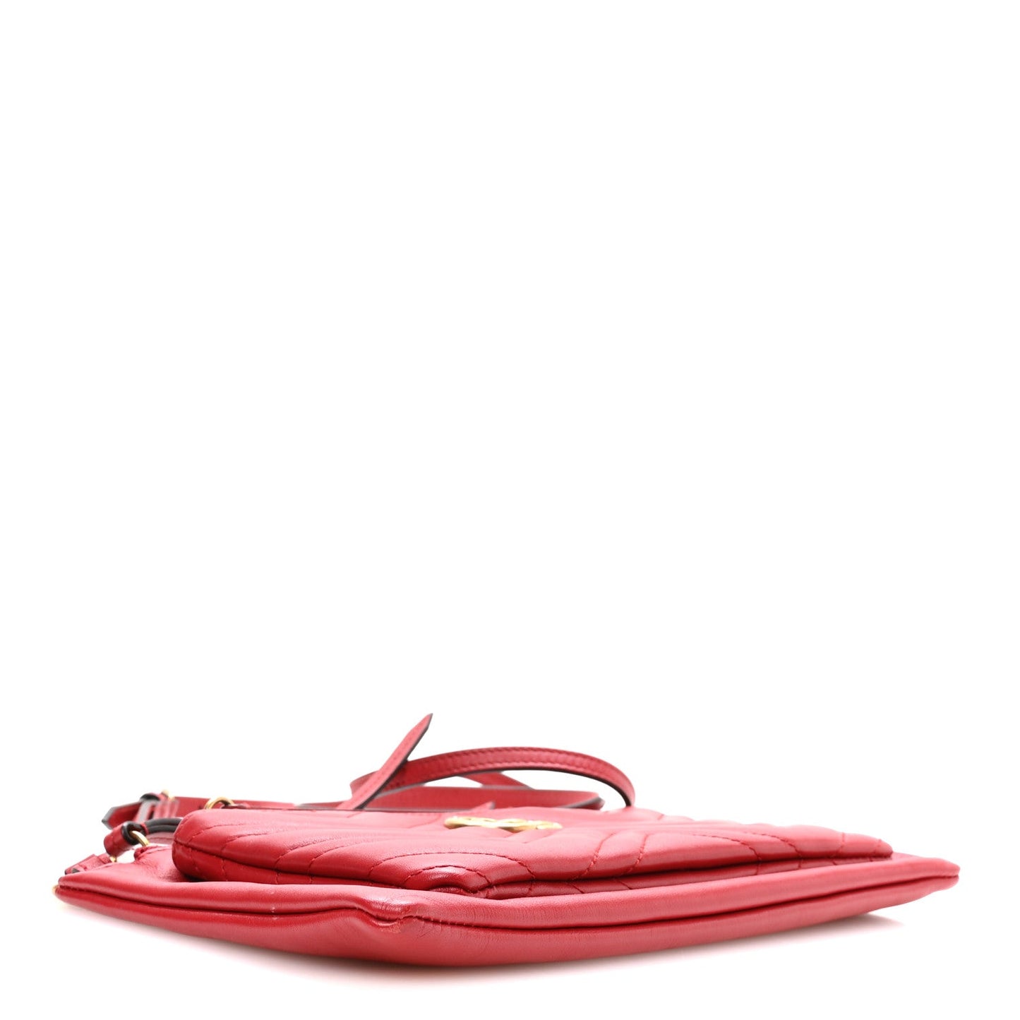 Calfskin Matelasse Small GG Marmont Double Zip Shoulder Bag Hibiscus Red