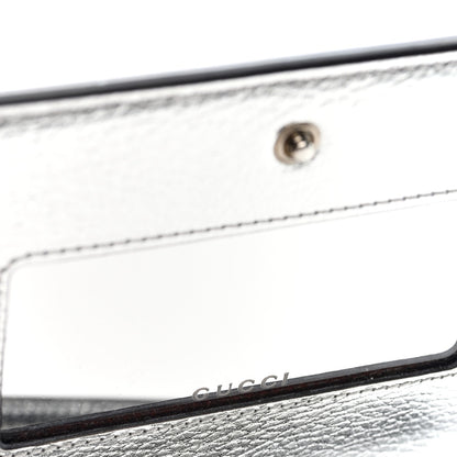 Metallic Dollar Calfskin Mini GG Marmont Chain Wallet Silver