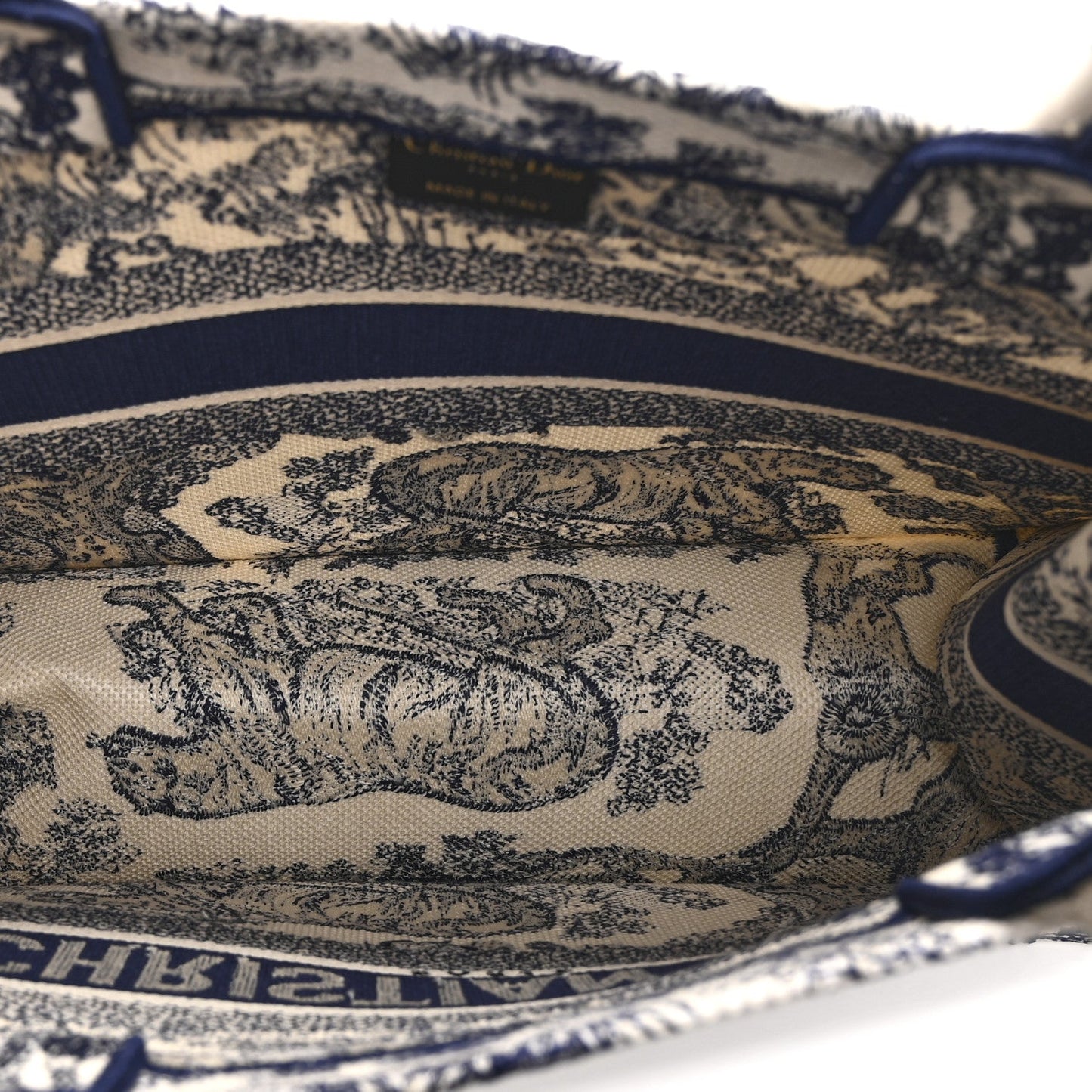 Canvas Embroidered Medium Dioriviera Toile De Jouy Book Tote Blue