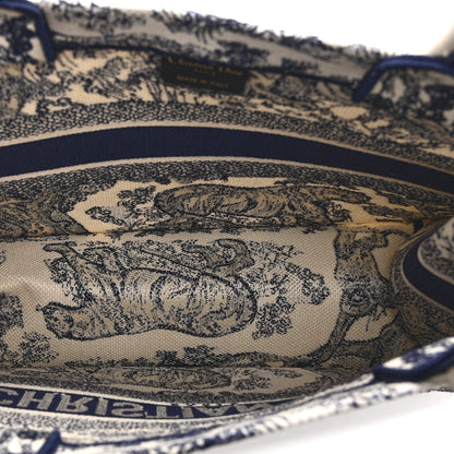 Canvas Embroidered Medium Dioriviera Toile De Jouy Book Tote Blue