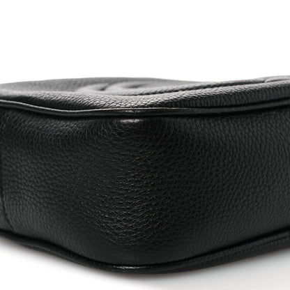 Pebbled Calfskin Small Soho Disco Bag Black