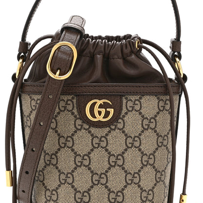 GG Supreme Monogram Ophidia Mini Bucket Bag Beige Ebony