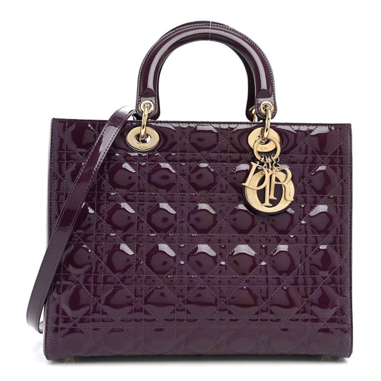 Patent Cannage Large Lady Dior Purple