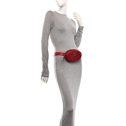 Calfskin Matelasse GG Marmont Belt Bag 85 34 Hibiscus Red