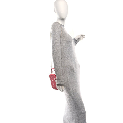 Patent Cannage Lady Dior Phone Holder Pink