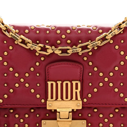 Lambskin Cannage Studded Small Dioraddict Flap Bag Red