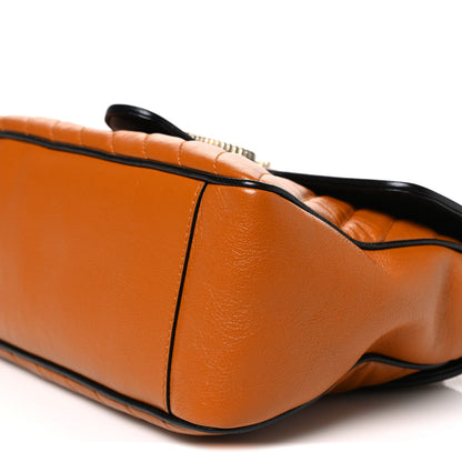 Azalea Calfskin Matelasse Diagonal Small Torchon GG Marmont Top Handle Shoulder Bag Cognac Black