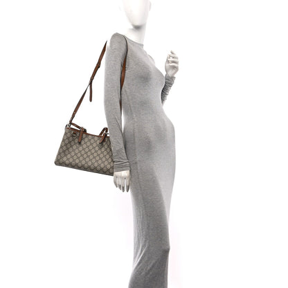 GG Supreme Monogram Emblem Medium Tote Bag Beige Dark Brown