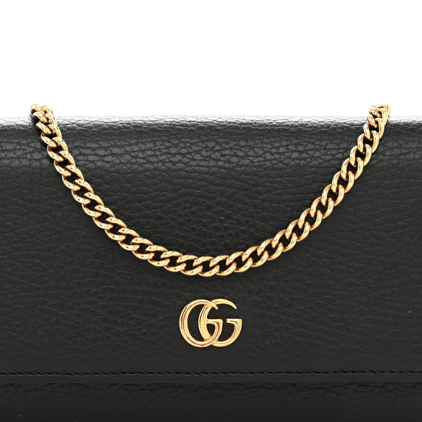 Dollar Calfskin Petite GG Marmont Wallet Chain Bag Black