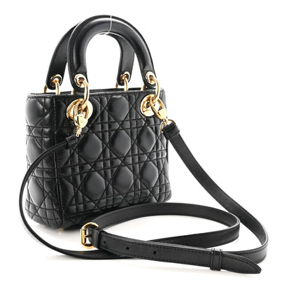 Lambskin Cannage Mini Lady Dior Black