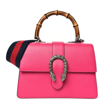 Dollar Calfskin Crystal Web Medium Dionysus Bamboo Top Handle Bag Box Pink Black Diamond