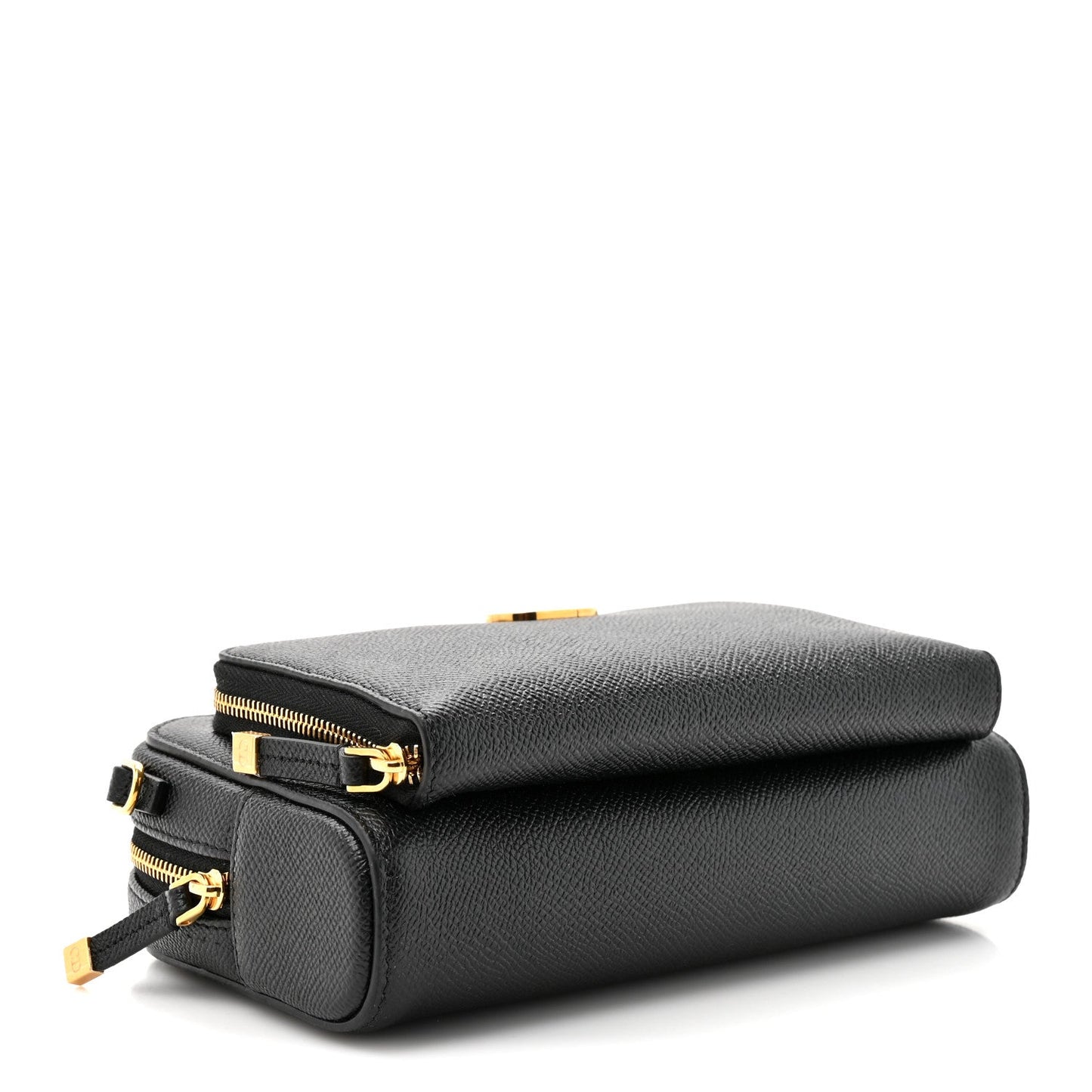Grained Calfskin Caro Double Pouch Black
