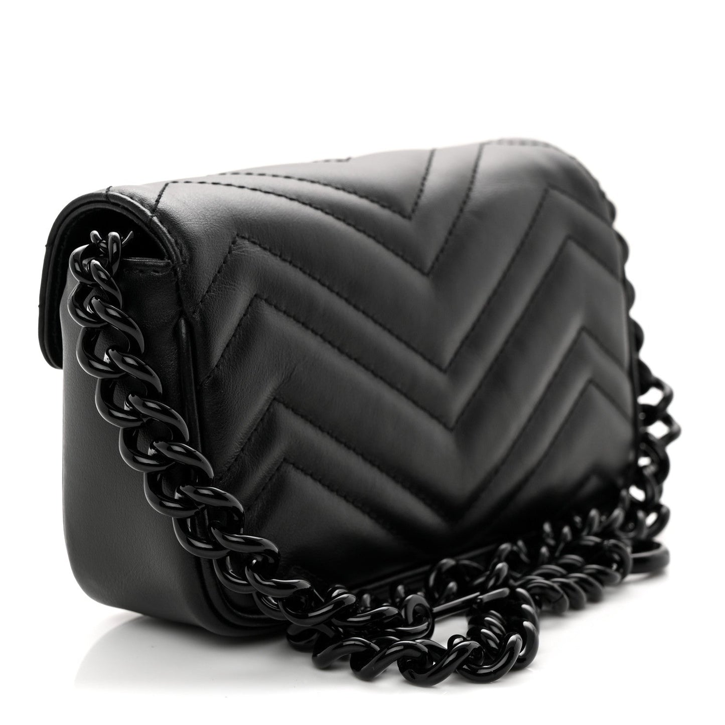Calfskin Matelasse Monochrome GG Marmont Chain Belt Bag Black