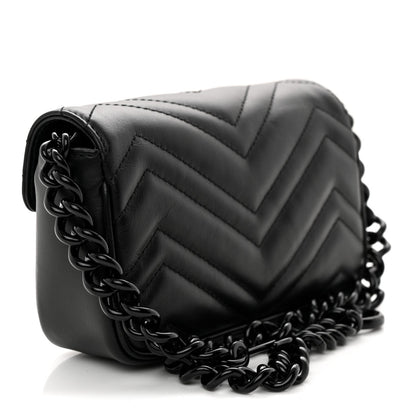 Calfskin Matelasse Monochrome GG Marmont Chain Belt Bag Black