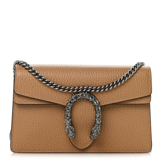 Dollar Calfskin Crystal Super Mini Dionysus Shoulder Bag Natural Tan Black Diamond