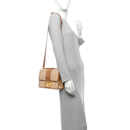 Raffia Calfskin 30 Montaigne Flap Bag Beige