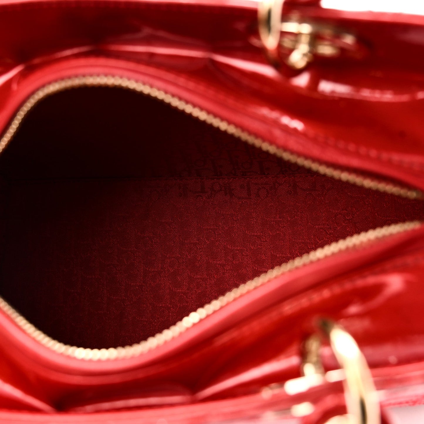 Patent Cannage Stitched Medium Lady Dior Red