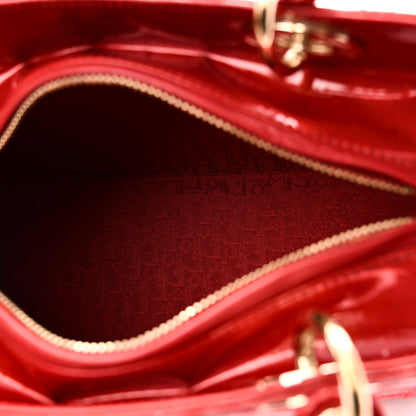 Patent Cannage Stitched Medium Lady Dior Red