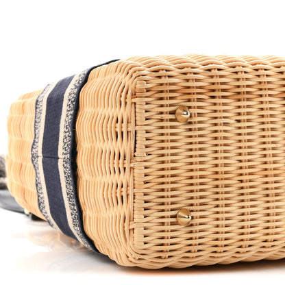 Wicker Oblique Medium Lady Dior Bag Blue
