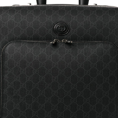 GG Supreme Monogram Four Wheel Suitcase Black Grey