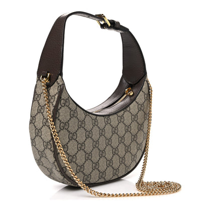 GG Supreme Monogram Textured Dollar Calfskin Small Ophidia Shoulder Bag Beige Ebony New Acero