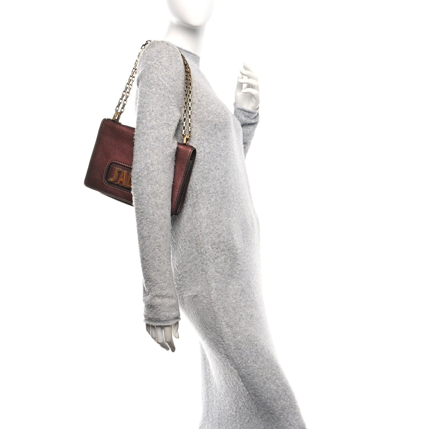 Metallic Calfskin J'Adior Chain Flap Bag Noisette