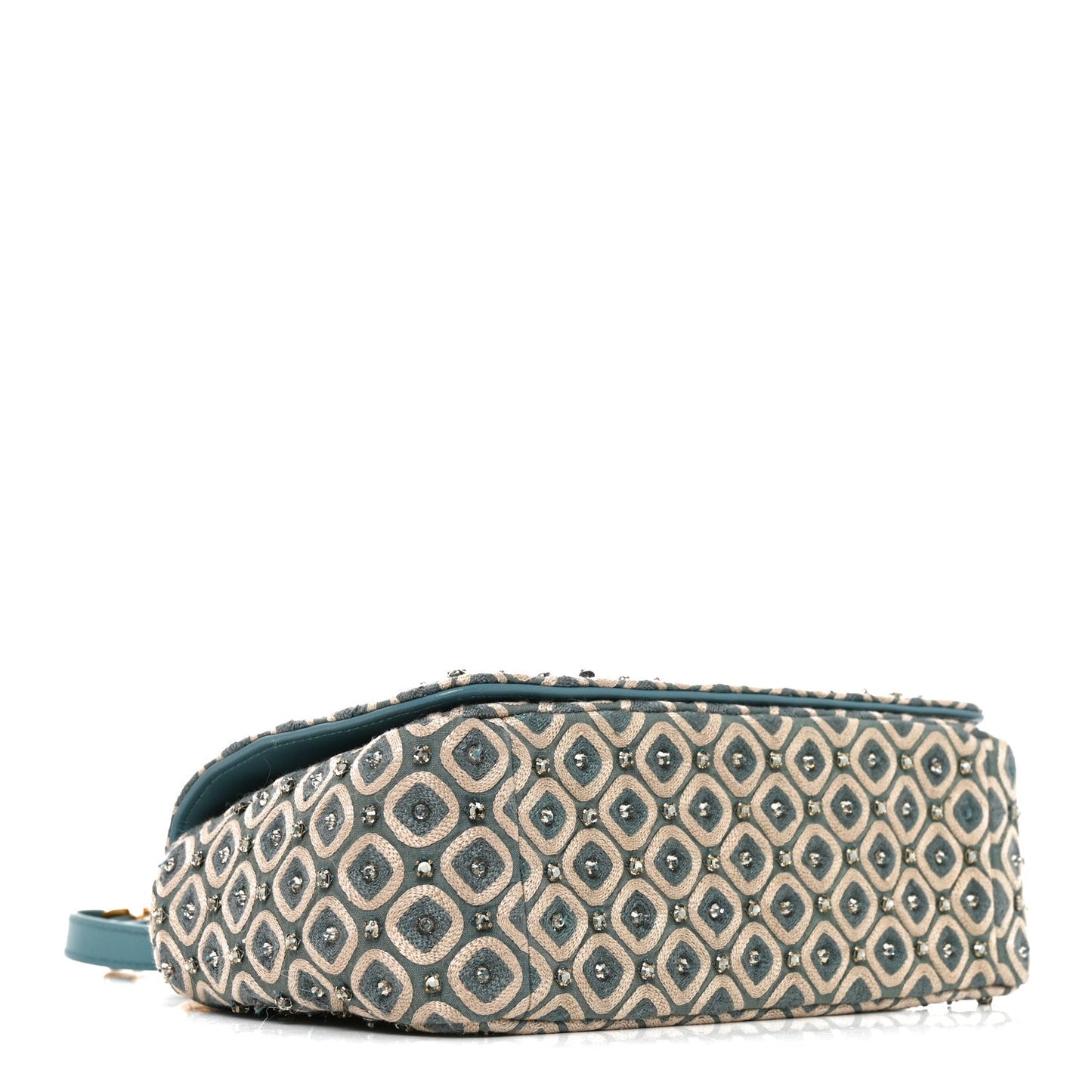 Calfskin Strass Embroidered Small Caro Bag Blue