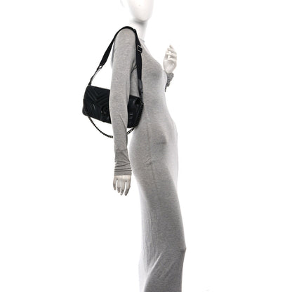 Calfskin Matelasse Monochrome GG Marmont Crossbody Shoulder Bag Black