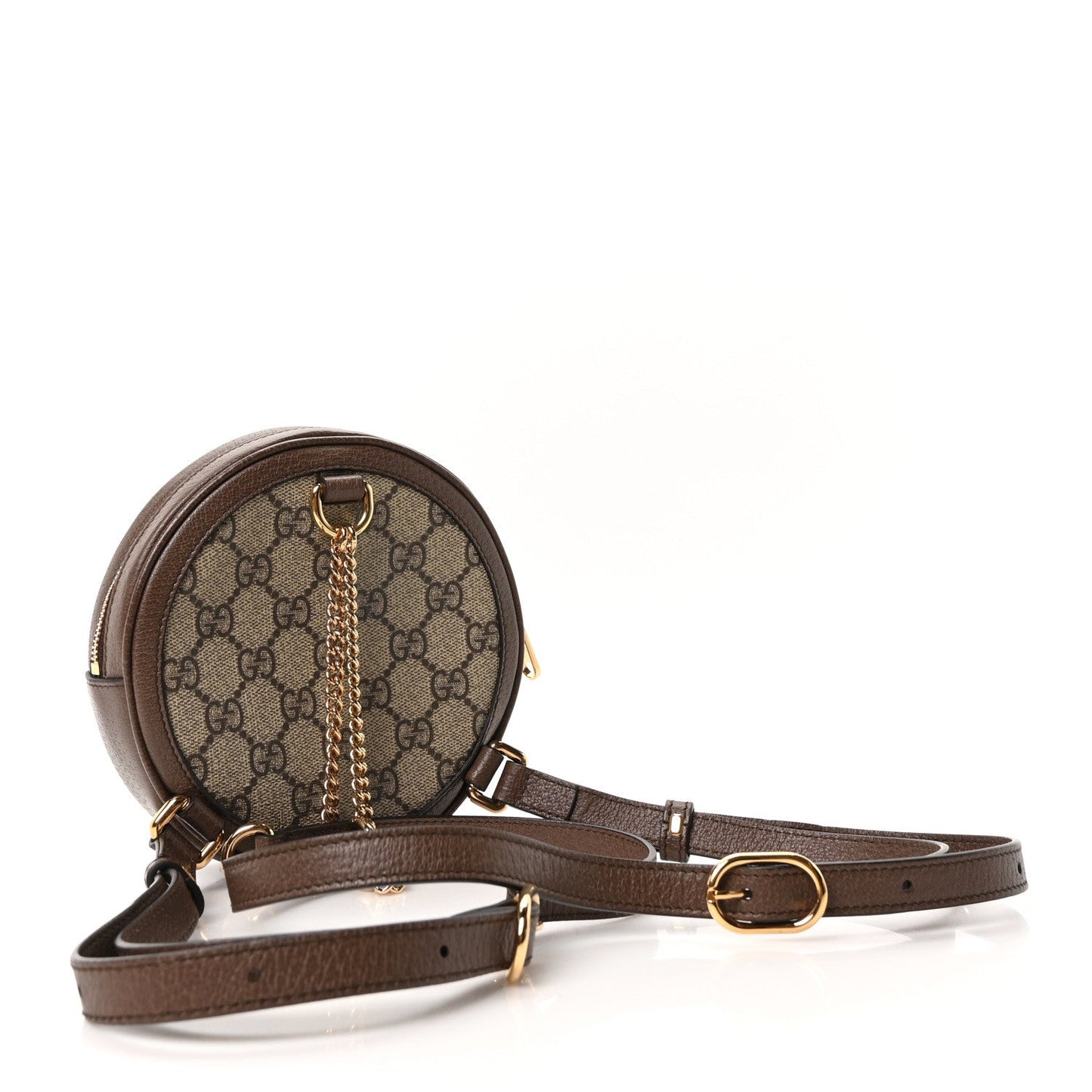 GG Supreme Monogram Web Mini Ophidia Round Backpack Brown