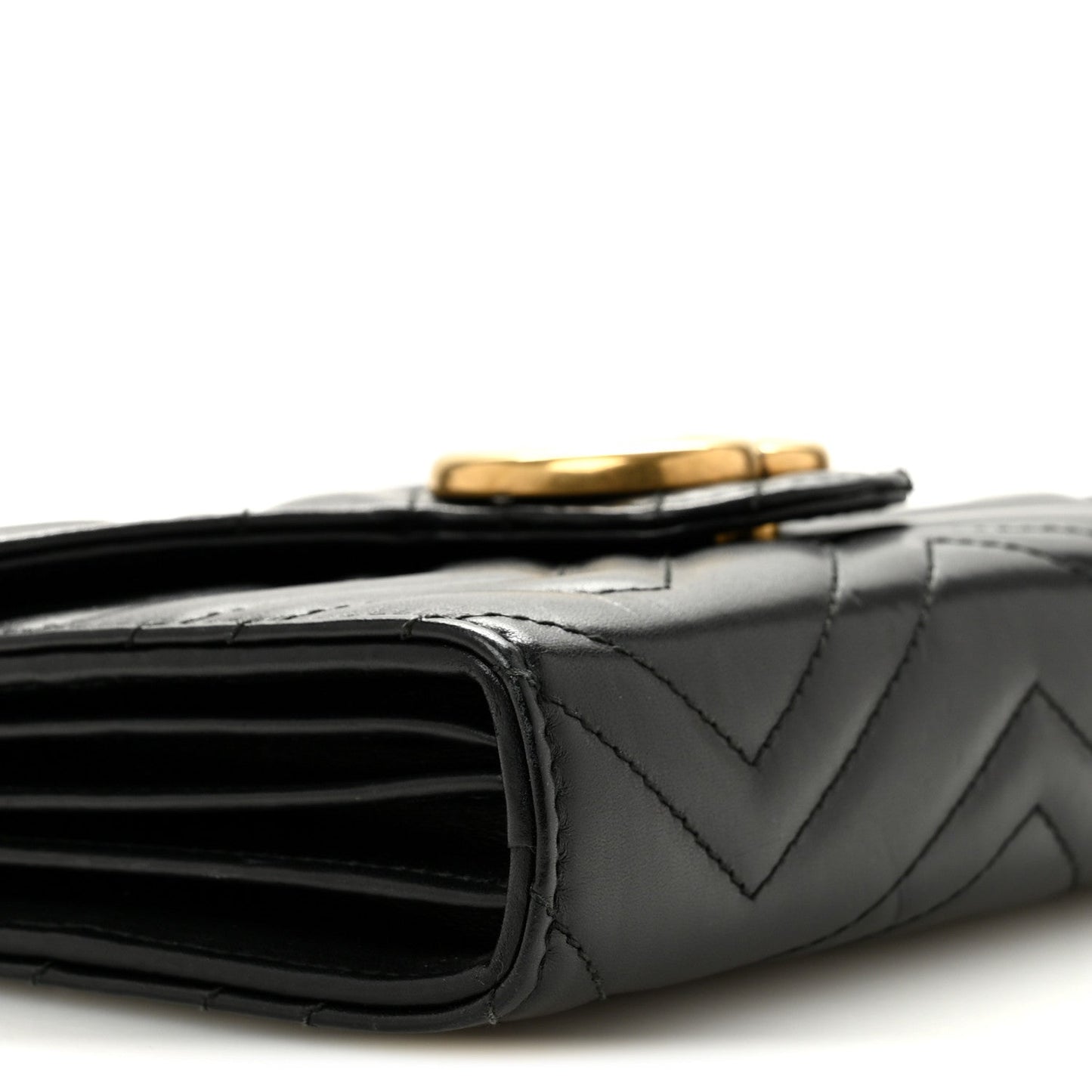 Calfskin Matelasse GG Marmont Chain Wallet Black