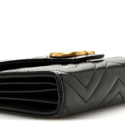 Calfskin Matelasse GG Marmont Chain Wallet Black