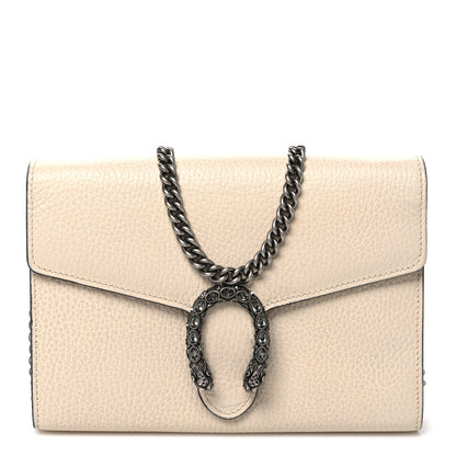 Dollar Calfskin Mini Dionysus Chain Wallet Mystic White