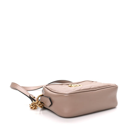 Calfskin Matelasse Mini GG Marmont Chain Shoulder Bag Porcelain Rose