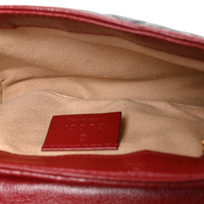 Vintage Effect Calfskin Matelasse Diagonal Super Mini Torchon GG Marmont Shoulder Bag Black Romantic Cherry