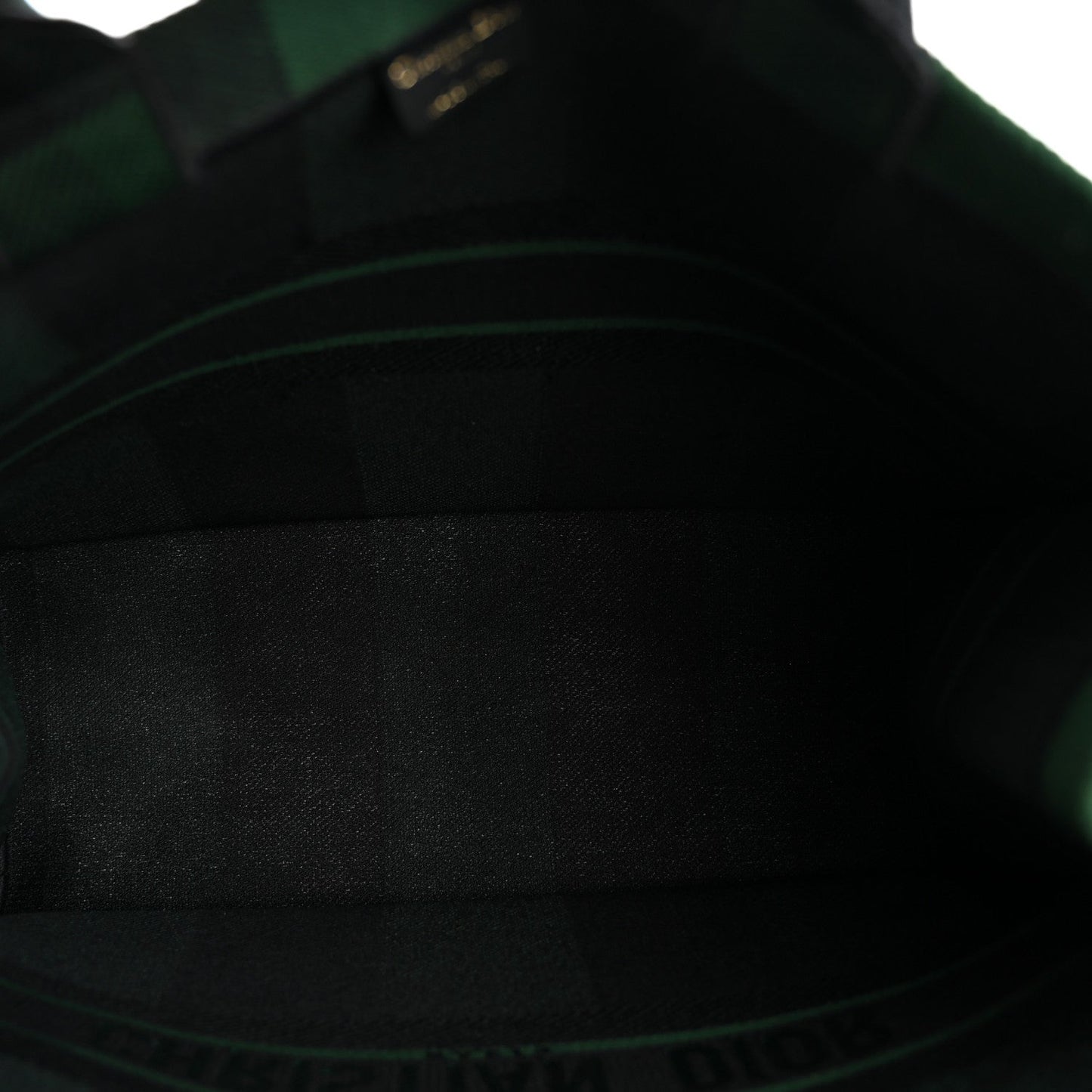 Canvas Embroidered Checkered Book Tote Black Green
