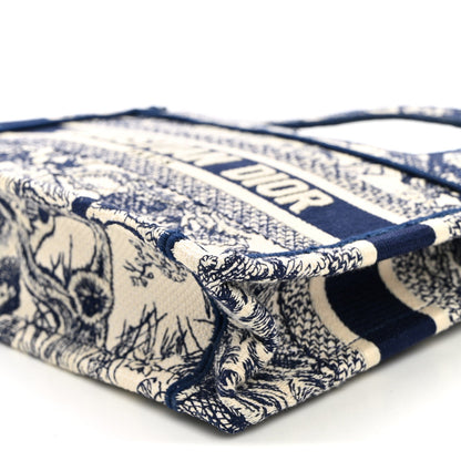 Canvas Embroidered Mini Toile De Jouy Book Tote Blue