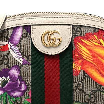 GG Supreme Monogram Flora Web GG Small Ophidia Dome Shoulder Bag White