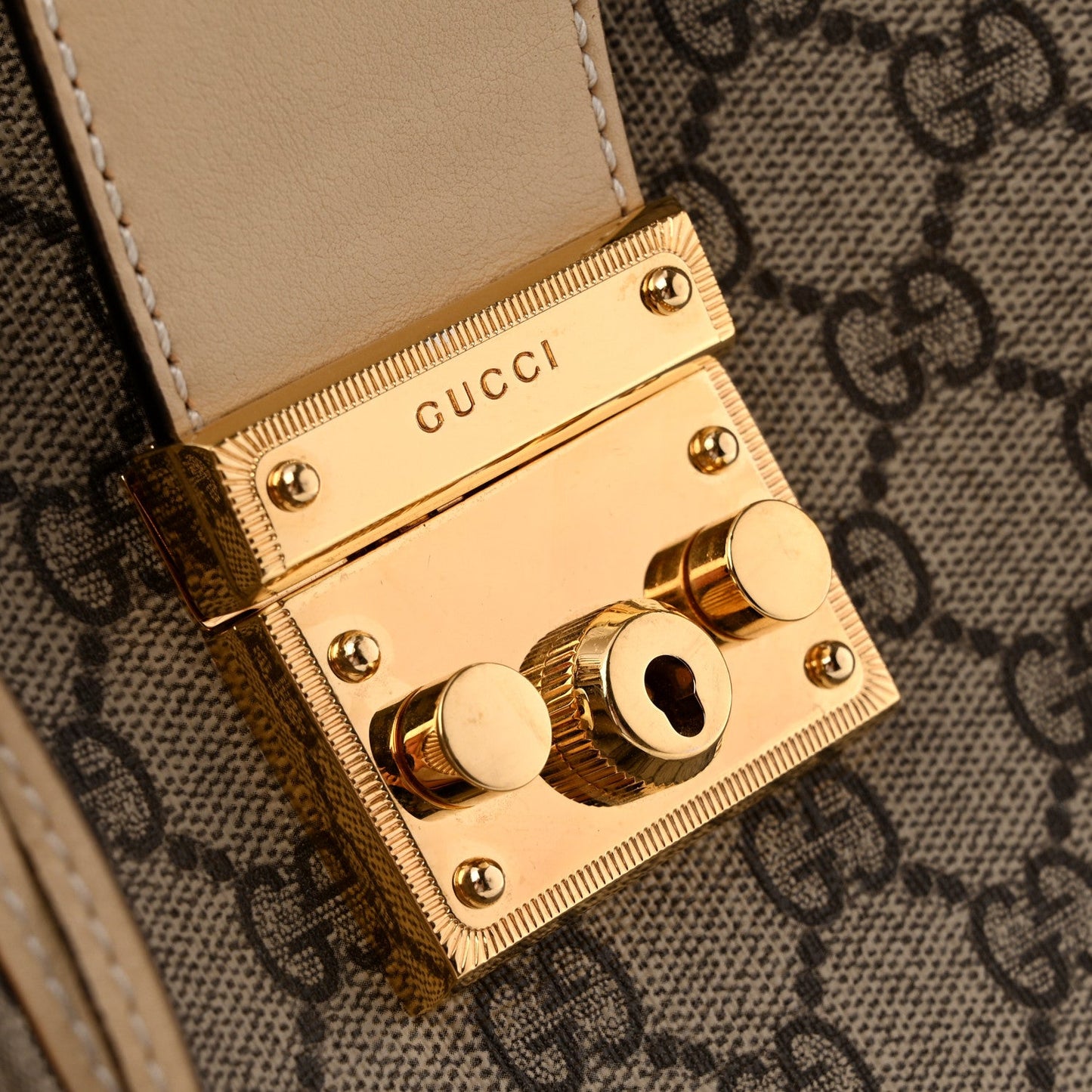 GG Supreme Monogram Medium Padlock Tote White